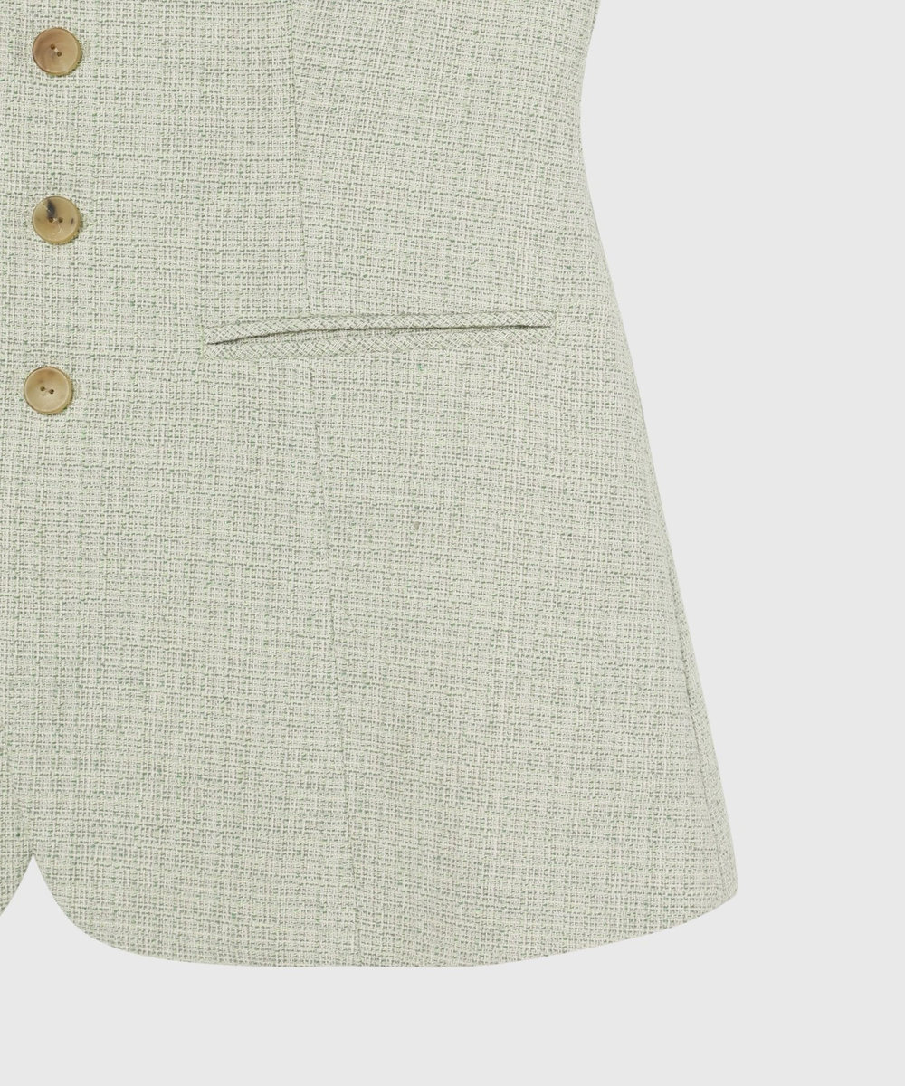 DÉPAREILLÉ SLUB TWEED GILET / スラブツィードジレ グリーン