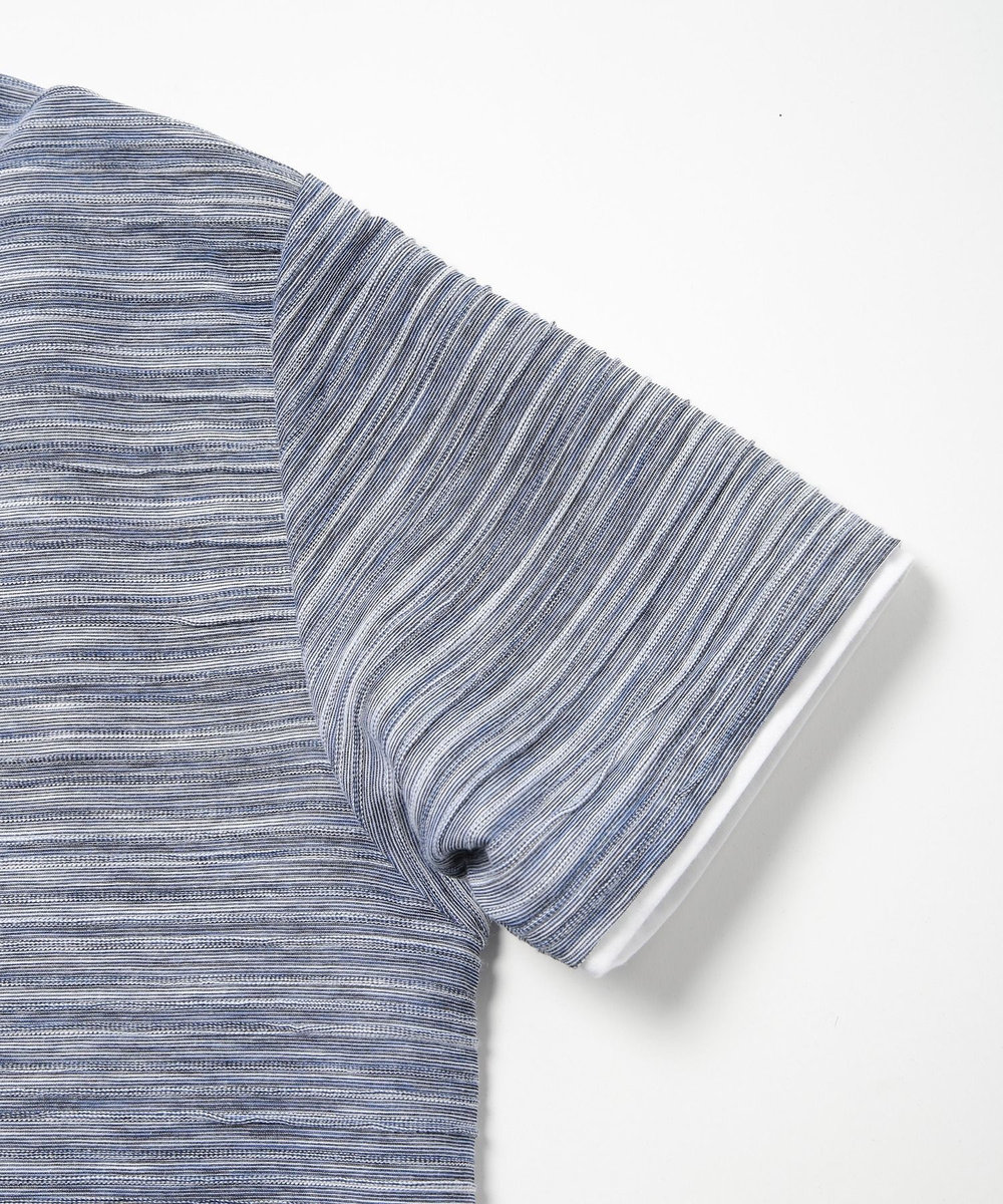 MEN'S BIGI 吸水速乾(ABS加工)スラブタックVネックカットソー ネイビー