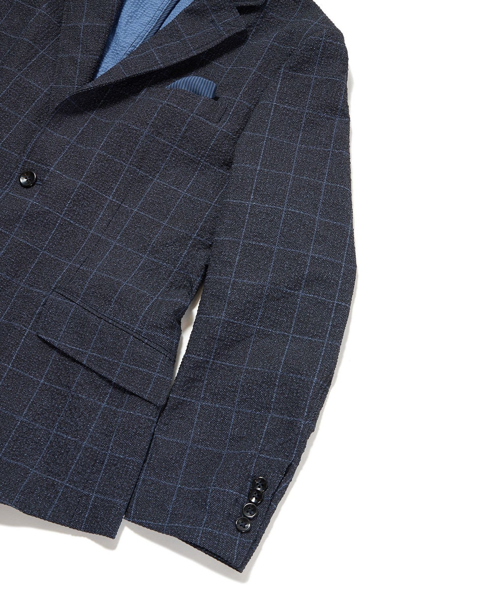 MEN'S BIGI 【ACTIVE TAILOR】3Dサッカープリントテーラードジャケット<セットアップ対応> ネイビー