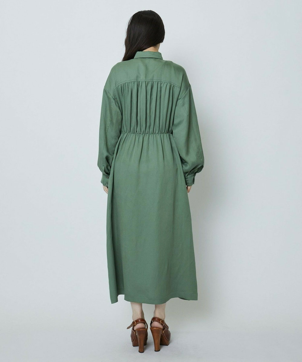MOGA テンセルサテンシャツドレス グリーン