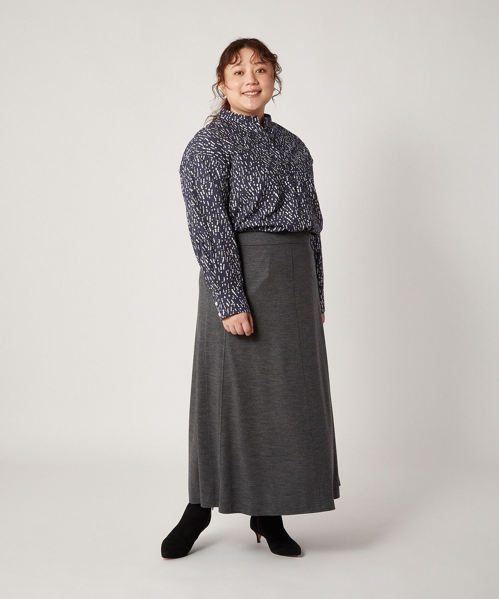 feerique Lサイズ（大きいサイズ） 【大きいサイズ】feerique ドローイングドットPtスキッパーシャツ ネイビー