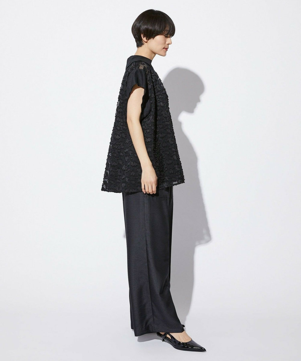 MOGA Collection MOGA Collection　フラワーカットジャガードブラウス ブラック