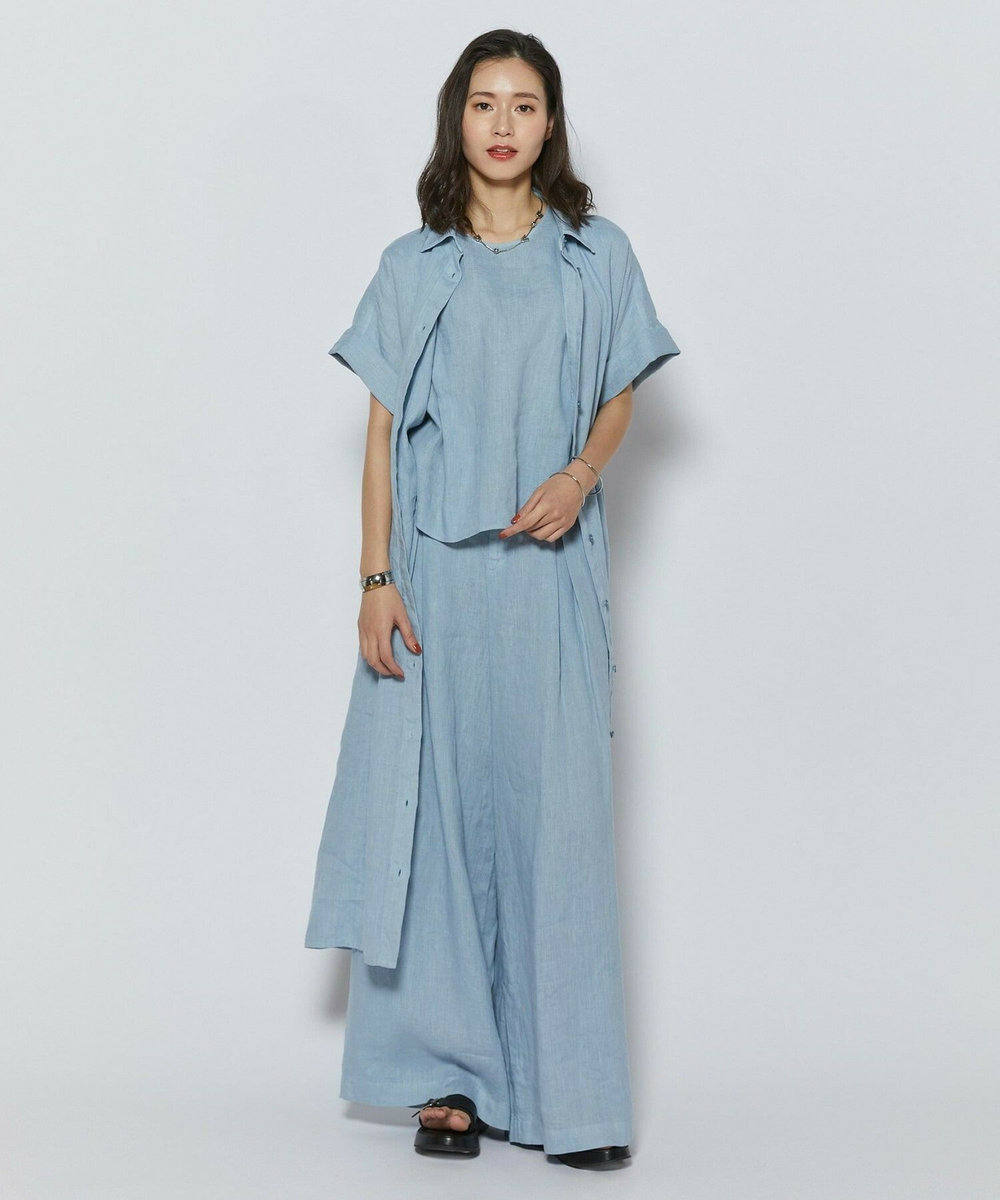 L'EQUIPE ［eclat 2026年5月号掲載商品］ピュアリネンガーメントダイブラウス サックスブルー