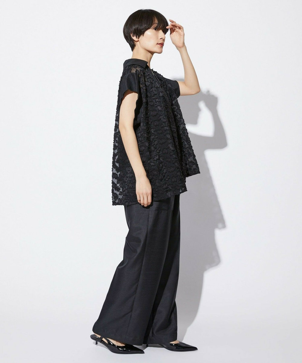 MOGA Collection MOGA Collection　フラワーカットジャガードブラウス ブラック