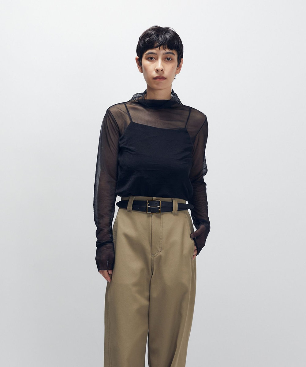 1er Arrondissement シアーハイネックカットソー ブラック
