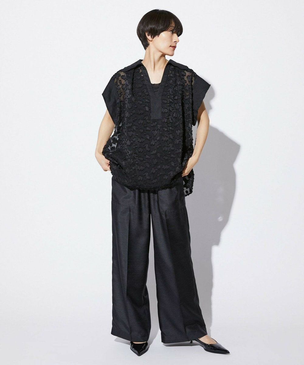 MOGA Collection MOGA Collection　フラワーカットジャガードブラウス ブラック