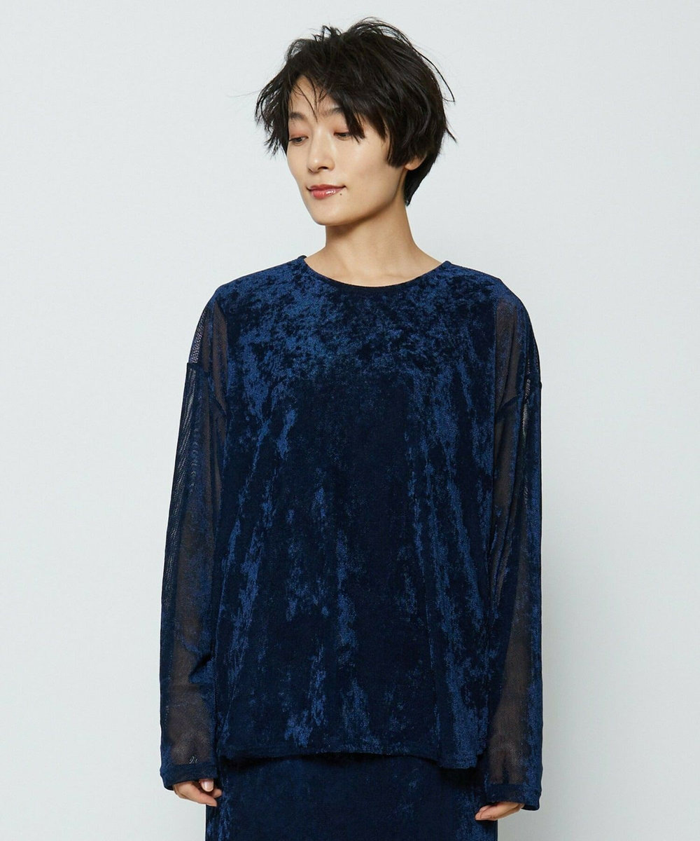 feerique feerique ベロアチュールプルオーバー ネイビー
