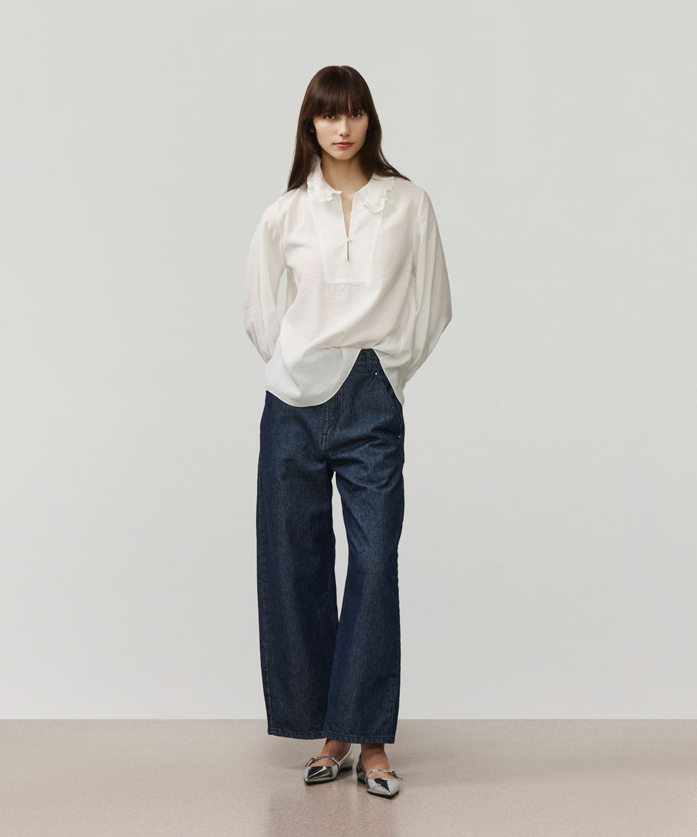 DÉPAREILLÉ SILK FRILL BLOUSE / シルクフリルブラウス ホワイト