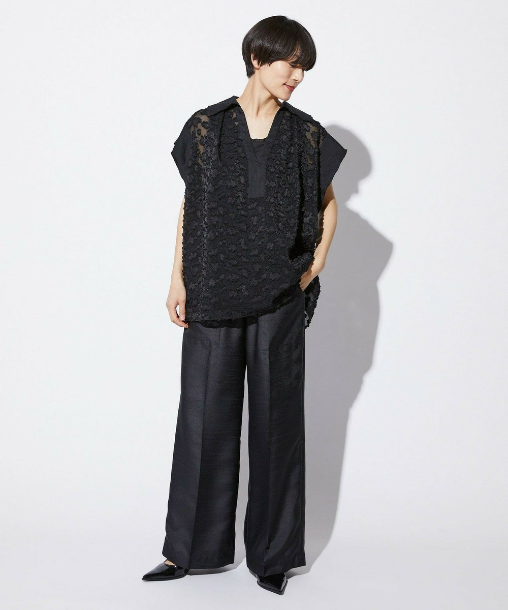 MOGA Collection MOGA Collection　フラワーカットジャガードブラウス ブラック