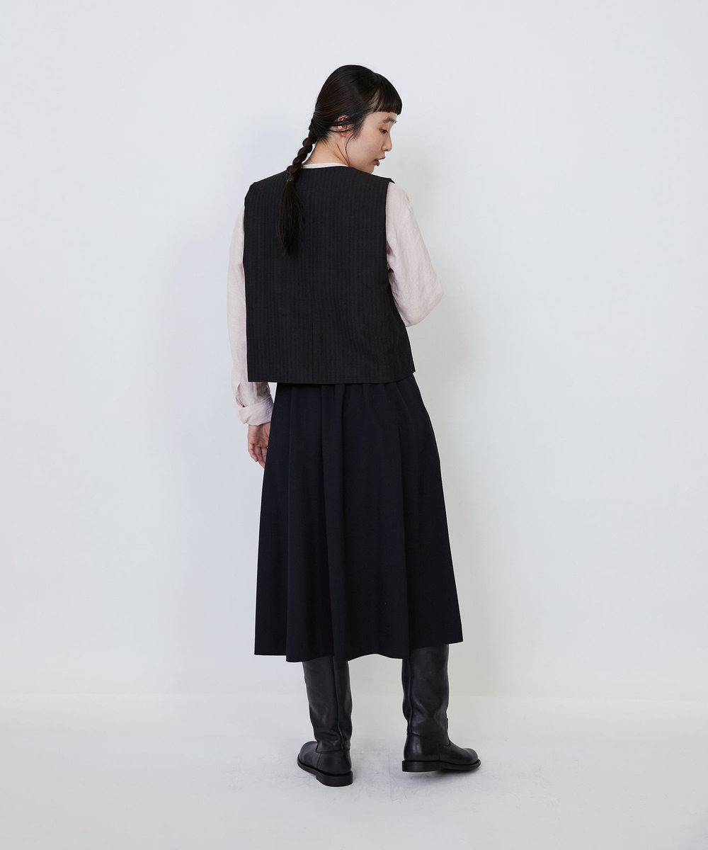 LOISIR ウールリネンヘリンボーンベスト チャコールグレー