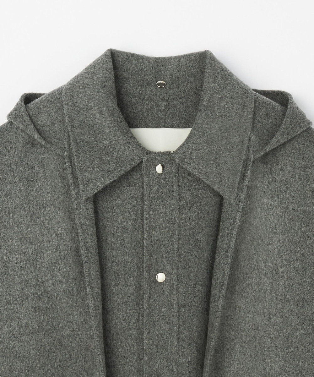DÉPAREILLÉ DOUBLE FACE BEAVER HOODED COAT / ダブルフェイスビーバーフーデッドコート チャコールグレー