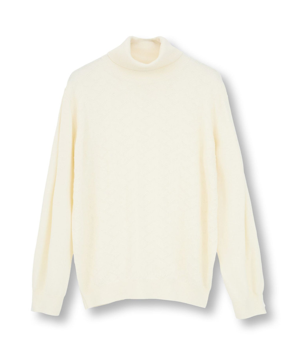MEN'S BIGI 【ACTIVE TAILOR/アクティブテイラー】12Gジャカードタートルネックニット ホワイト