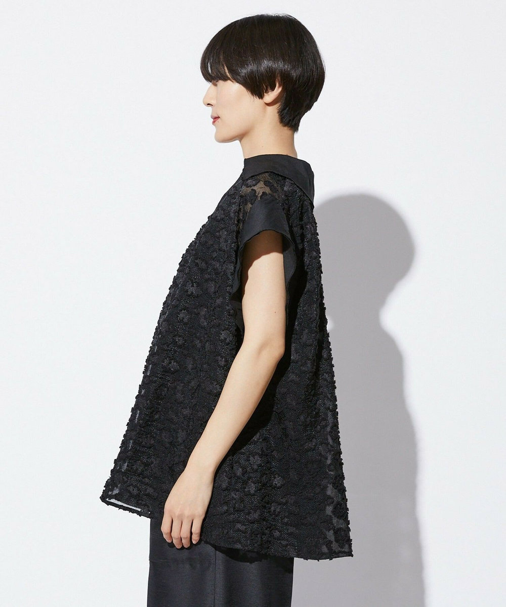 MOGA Collection MOGA Collection　フラワーカットジャガードブラウス ブラック