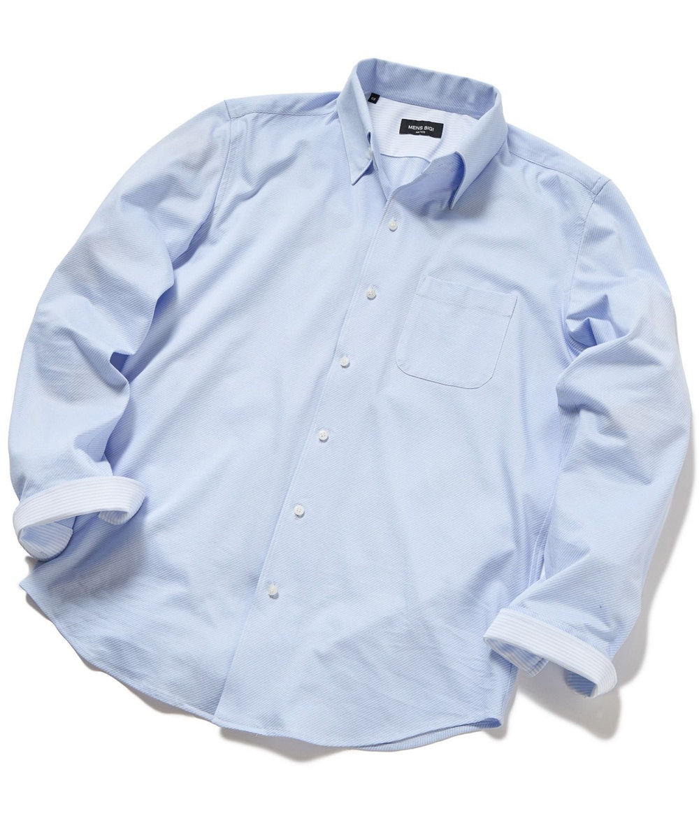 MEN'S BIGI ハイゲージツイルワンピースカラーボタンダウンドレスシャツ サックスブルー
