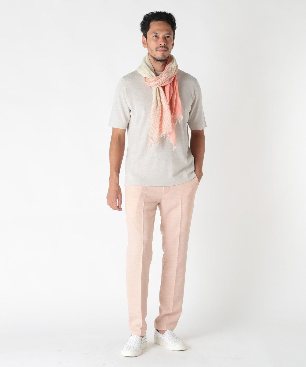 MEN'S BIGI バイカラーリネンストール ピンク