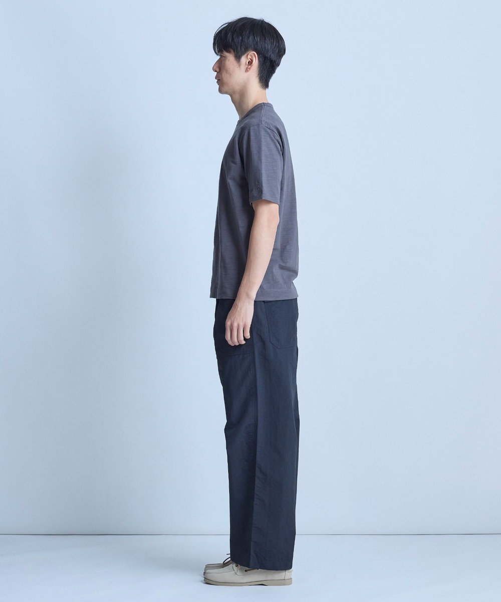 UNION STATION スラブ天竺袖刺繍Tシャツ チャコールグレー