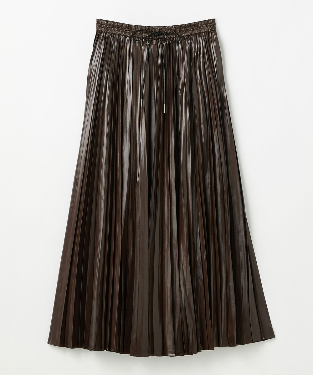 DÉPAREILLÉ FAUX LEATHER PLEATS SKIRT / フォーレザープリーツスカート ブラウン
