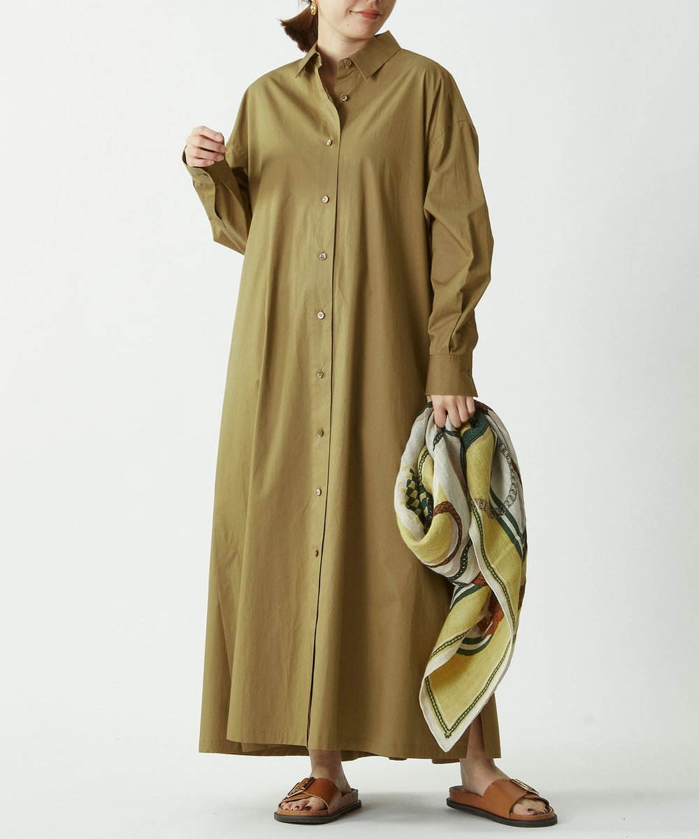 1er Arrondissement ハイポリコットンシャツドレス キャメル