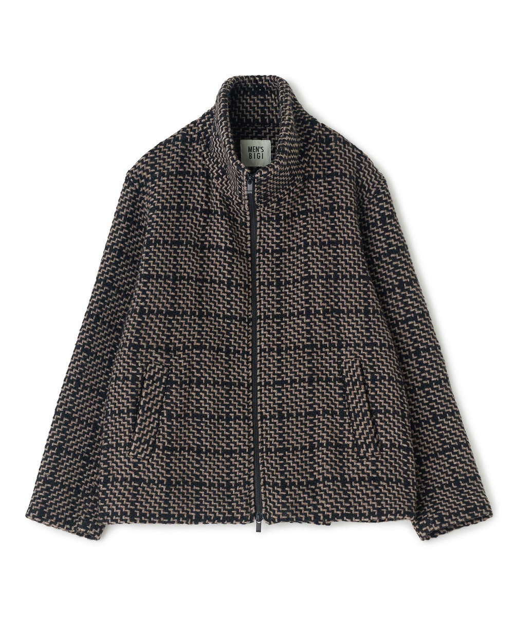 MEN'S BIGI 《John Braniganコラボ》スタンドカラーニットブルゾン ブラウン