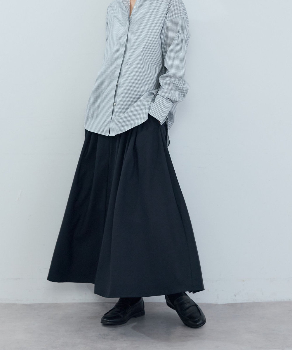 ADIEU TRISTESSE ポリエステルウールタックスカート ネイビー