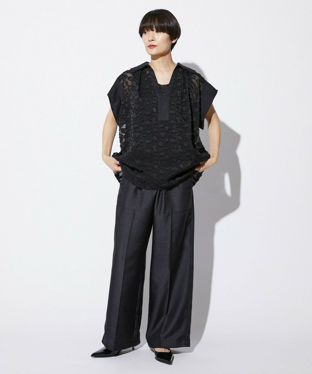 MOGA Collection MOGA Collection　フラワーカットジャガードブラウス ブラック