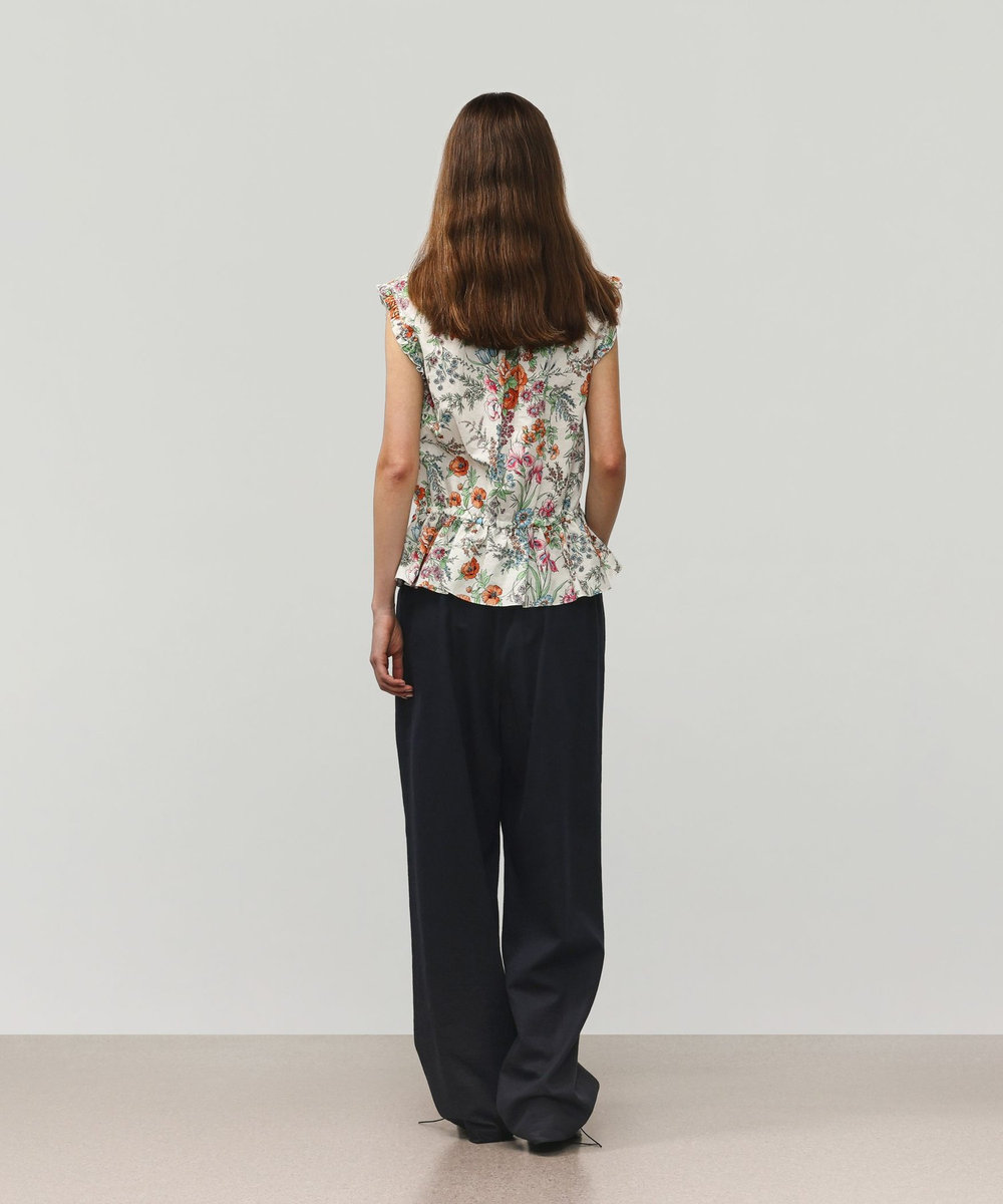 DÉPAREILLÉ LINEN COTTON FLOWER PRINT BLOUSE / リネンコットンフラワープリントブラウス ベージュ