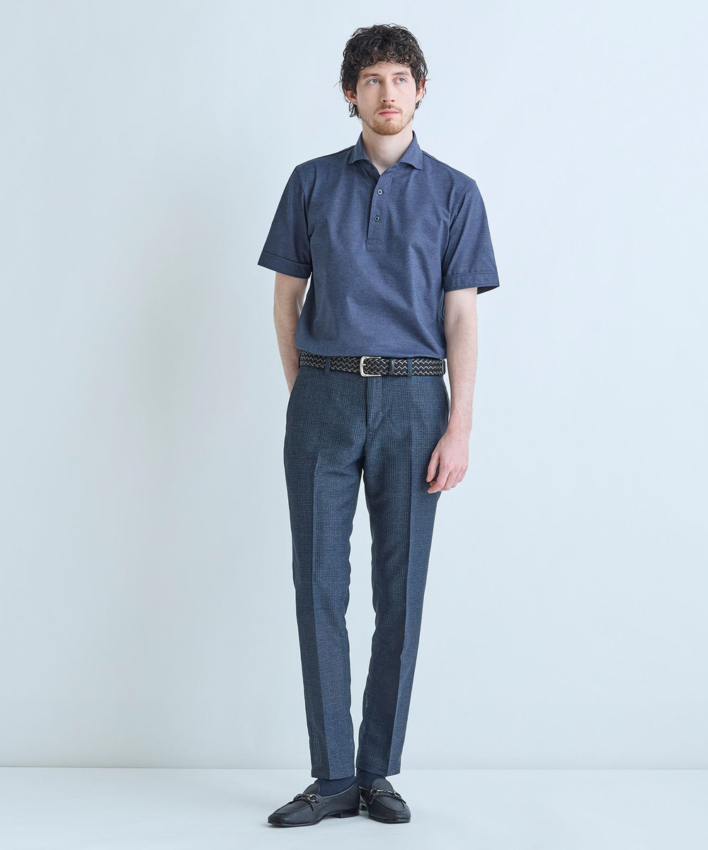 MEN'S BIGI レザーミックス イタリアンメッシュベルト ブラック