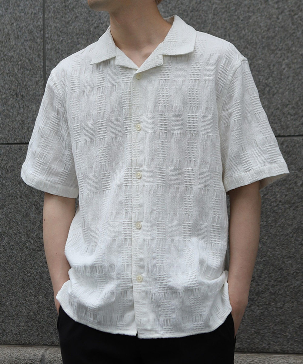 MEN'S BIGI 【Wax London/ワックスロンドン】ジャガードシャツ ホワイト