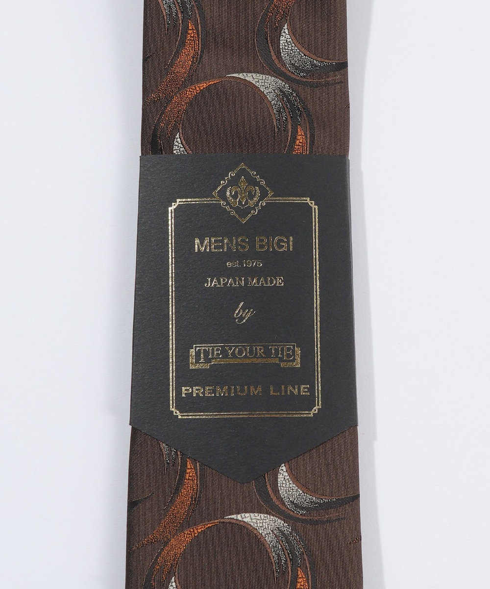 MEN'S BIGI 【TIE YOUR TIE/タイユアタイ】ヴィンテージアブストラクト柄ネクタイ ボルドー
