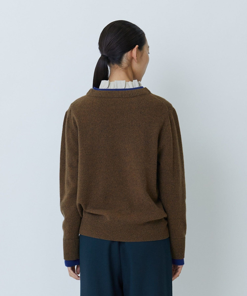 LOISIR カシミヤ混天竺配色ニット キャメル