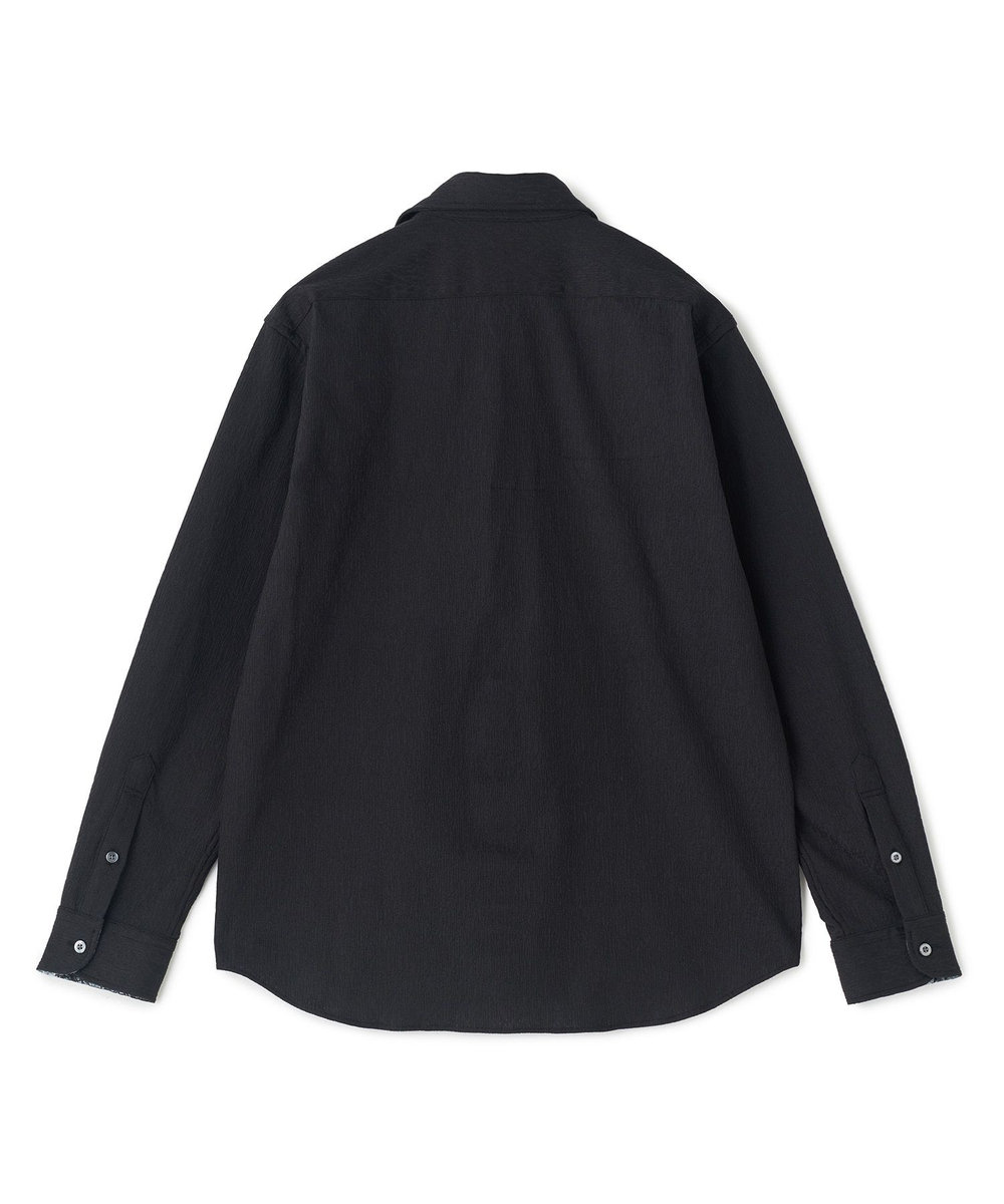 MEN'S BIGI トリコットジャージ ジャガードシャツ ブラック