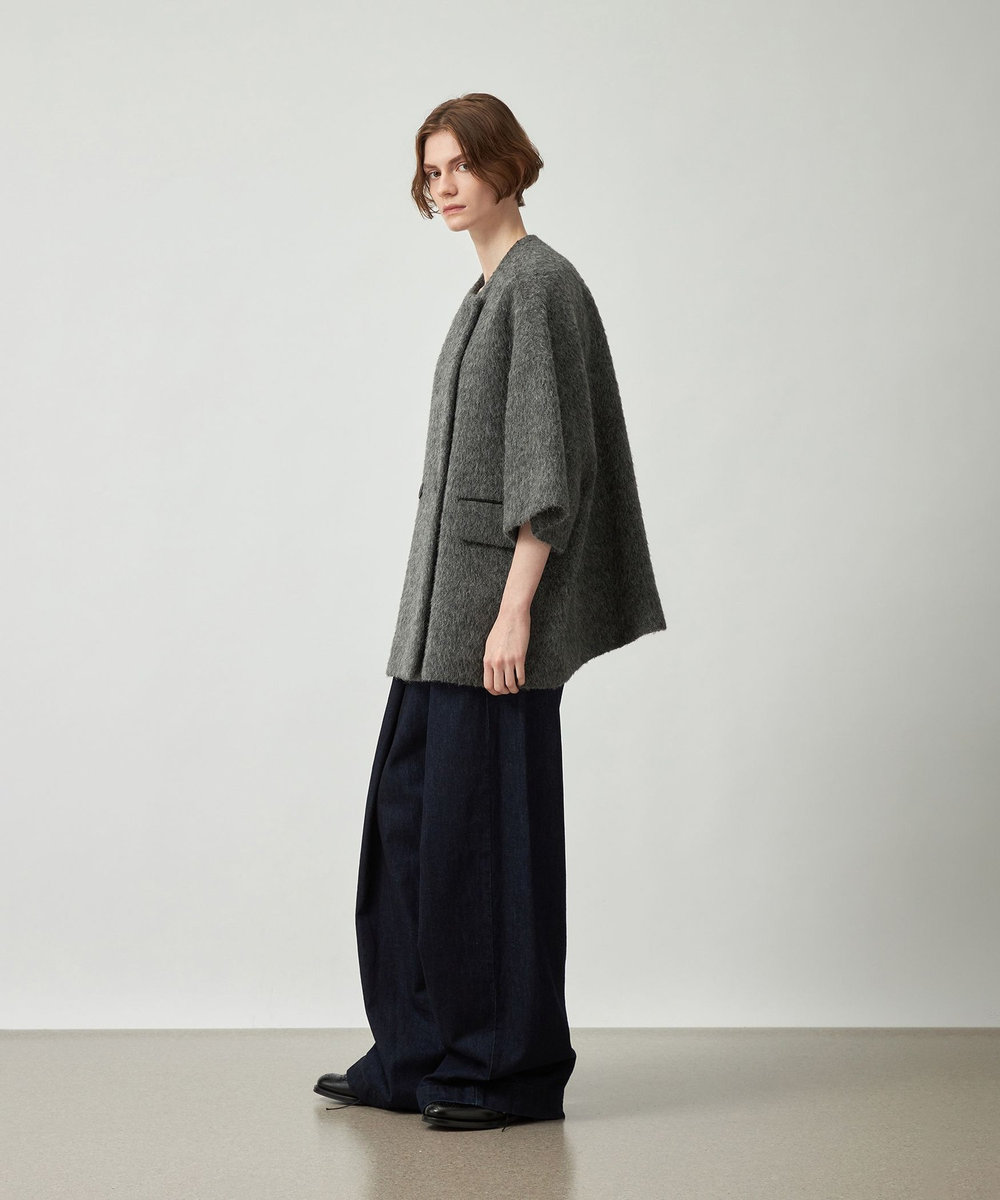 DÉPAREILLÉ SHAGGY PONCHO GILET / シャギーポンチョジレ グレー