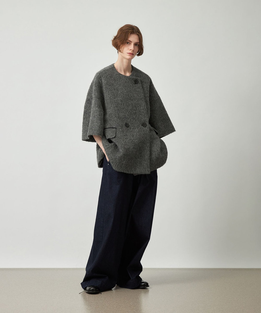 DÉPAREILLÉ SHAGGY PONCHO GILET / シャギーポンチョジレ グレー