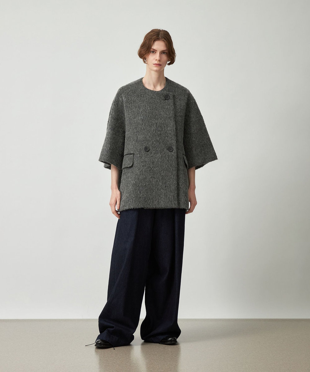 DÉPAREILLÉ SHAGGY PONCHO GILET / シャギーポンチョジレ グレー