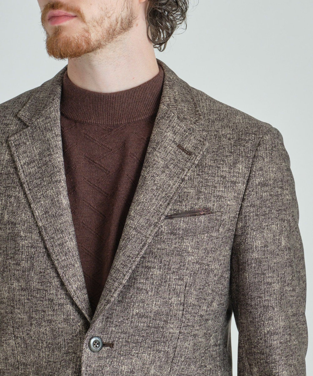 MEN'S BIGI 【ACTIVE TAILOR/アクティブテイラー】ヒートパフォーマーツイード調プリントジャケット ブラウン