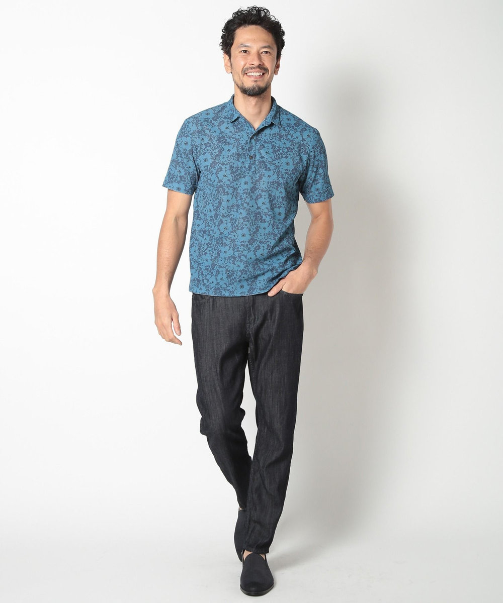 MEN'S BIGI 【LIBERTY】吸水速乾アーカイブ花柄ポロシャツ ネイビー