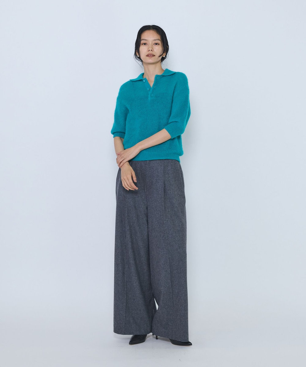 1er Arrondissement ＜INSCRIRE/アンスクリア＞"Mohair Short Sleeve Polo"ポロニット グリーン