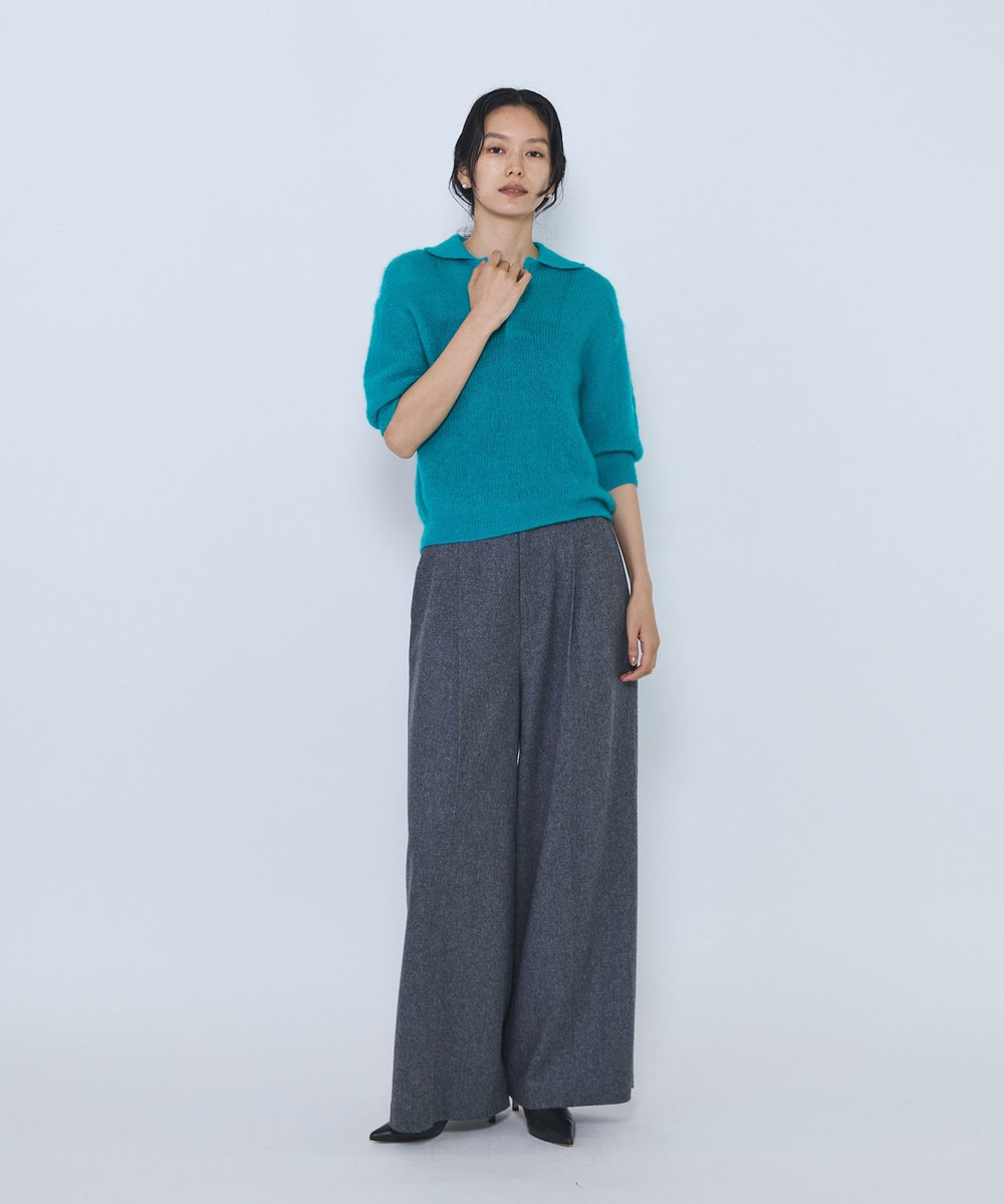 1er Arrondissement ＜INSCRIRE/アンスクリア＞"Mohair Short Sleeve Polo"ポロニット グリーン