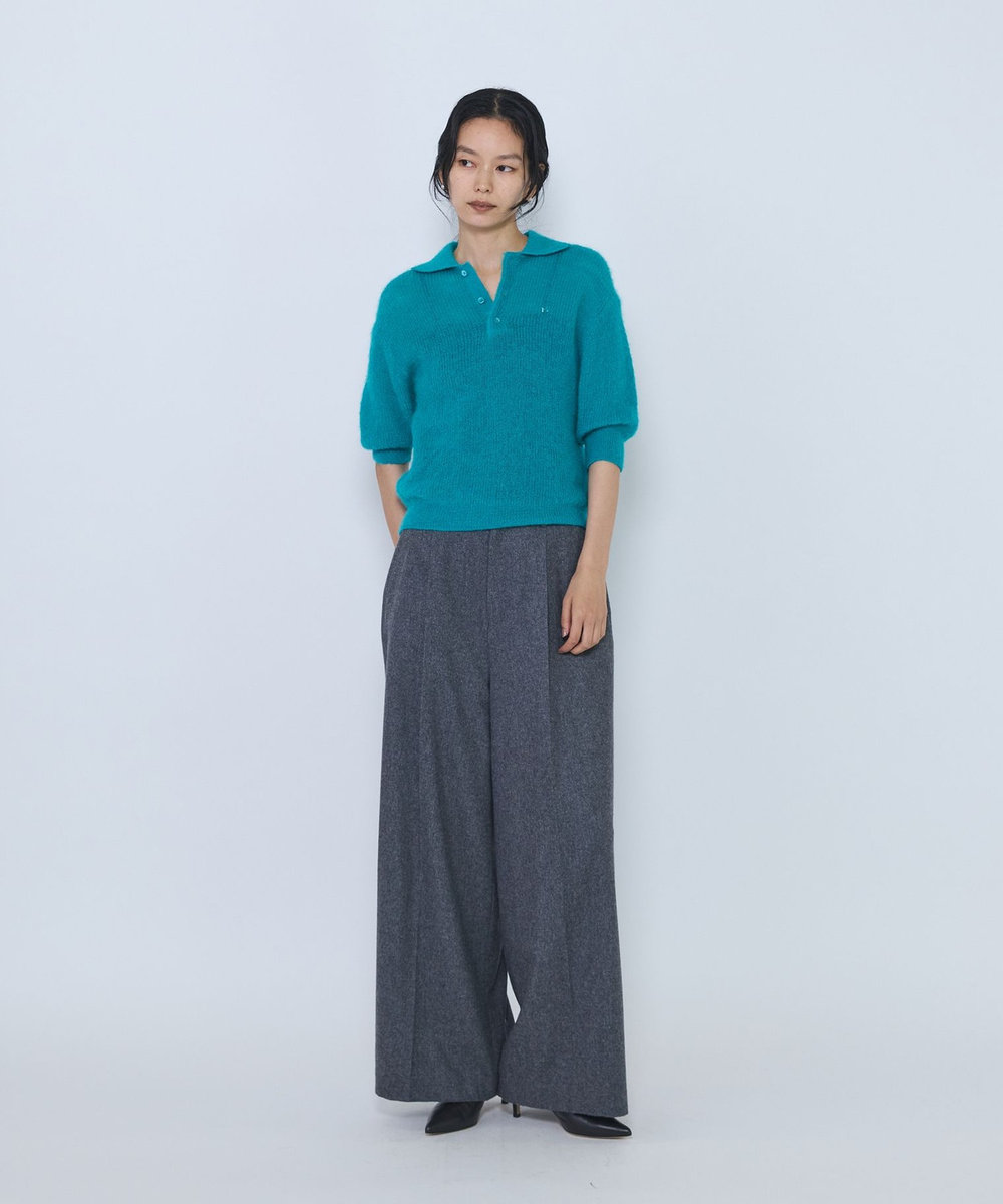 1er Arrondissement ＜INSCRIRE/アンスクリア＞"Mohair Short Sleeve Polo"ポロニット グリーン