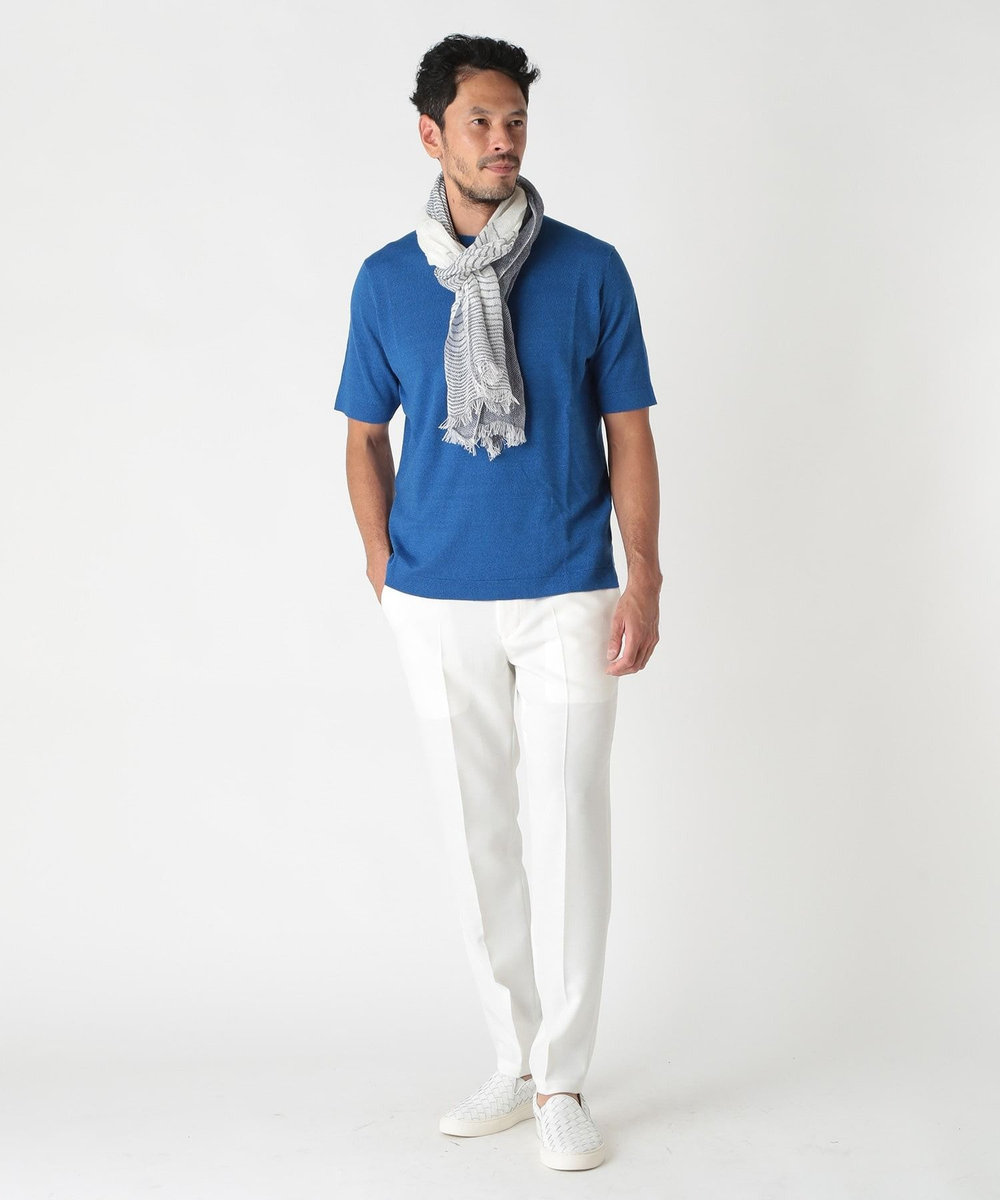 MEN'S BIGI バイカラーリネンストール ブルー