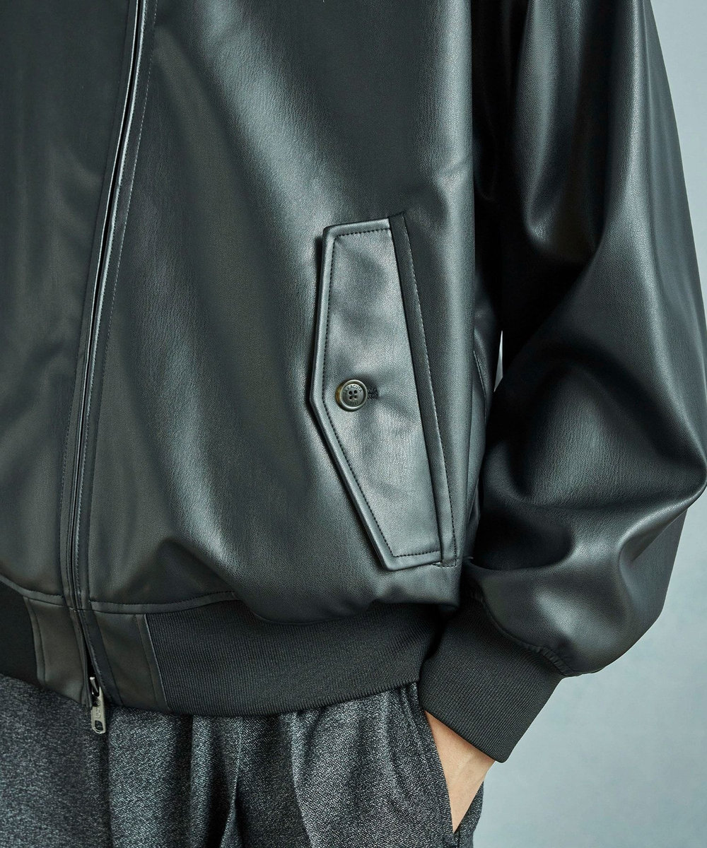 MEN'S BIGI 【BARACUTA/バラクータ】別注フェイクレザーG9ハリントンジャケット ブラック