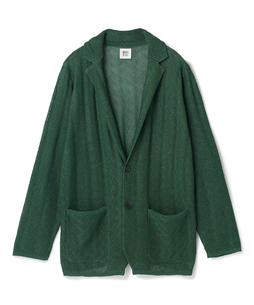 MEN'S BIGI 変形アーガイルシアーニットジャケット グリーン