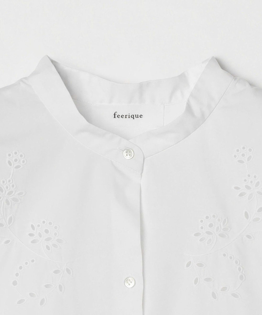 feerique Lサイズ（大きいサイズ） 【大きいサイズ】feerique カットワークレースフレンチスリーブブラウス ホワイト
