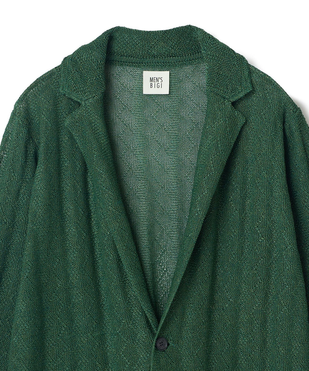 MEN'S BIGI 変形アーガイルシアーニットジャケット グリーン