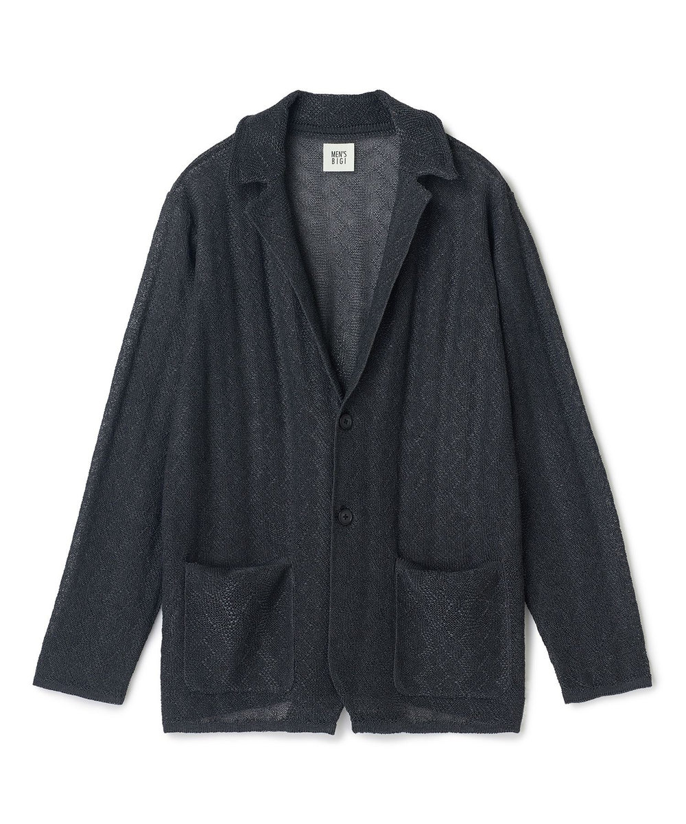 MEN'S BIGI 変形アーガイルシアーニットジャケット ブラック