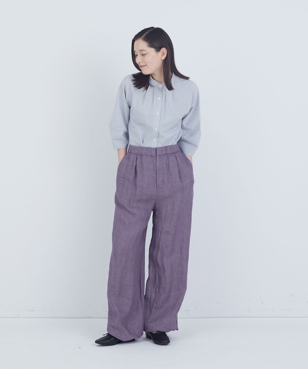 ADIEU TRISTESSE リネンワンタックストレートパンツ パープル
