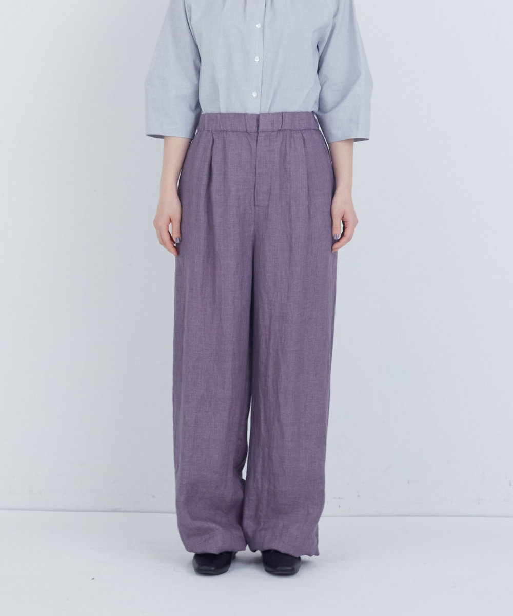 ADIEU TRISTESSE リネンワンタックストレートパンツ パープル