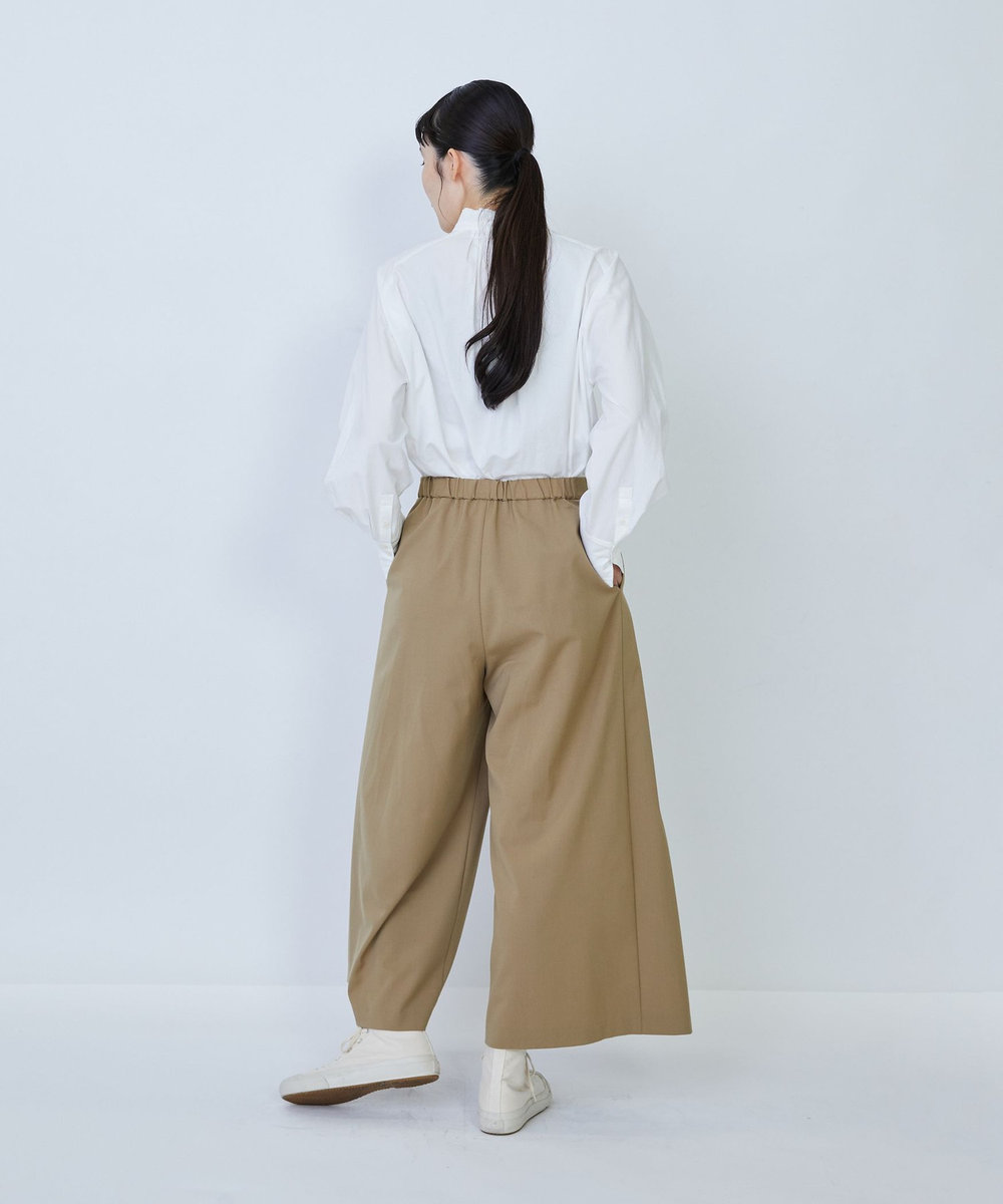 LOISIR ウール混ギャバワイドパンツ ベージュ