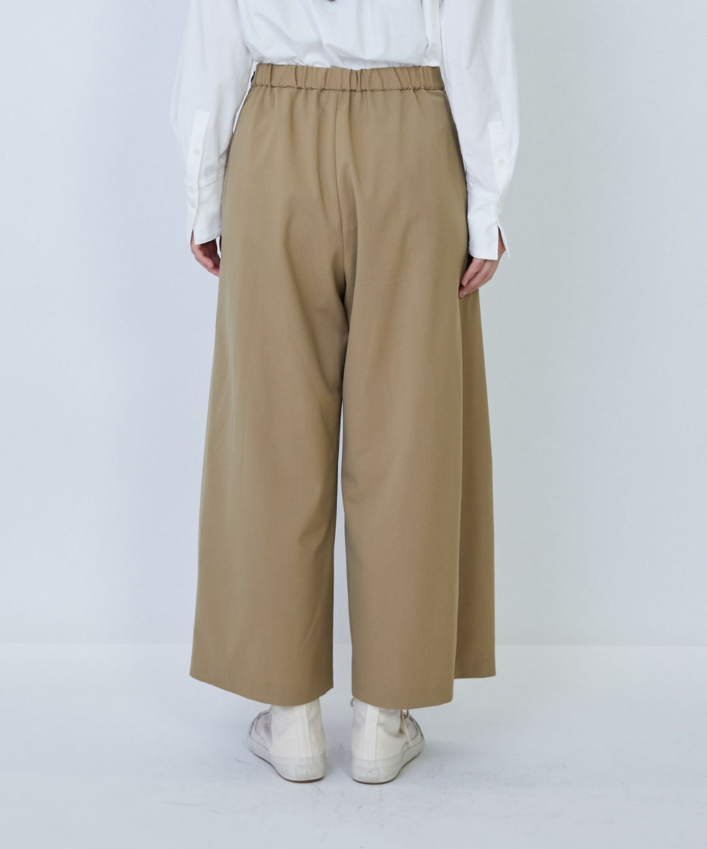LOISIR ウール混ギャバワイドパンツ ベージュ