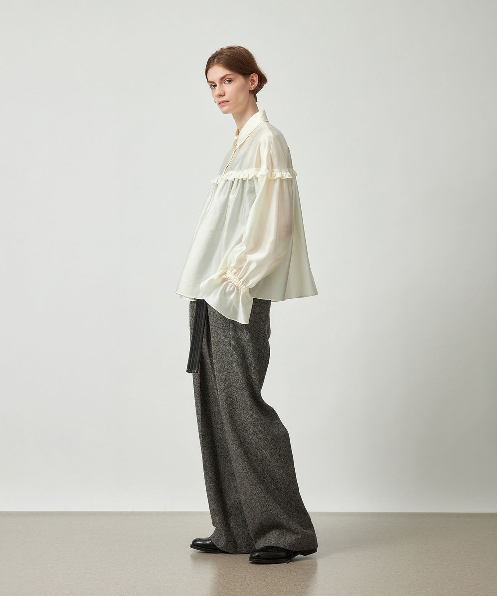 DÉPAREILLÉ WOOL SLUB BELTED PANTS / ウールスラブベルテッドパンツ グレー